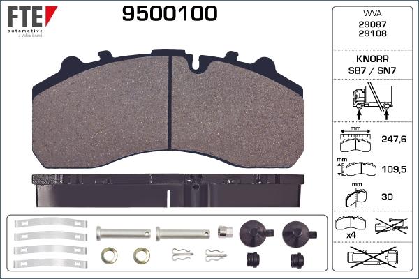 FTE 9500100 - Гальмівні колодки, дискові гальма autozip.com.ua