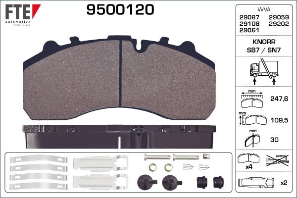 FTE 9500120 - Гальмівні колодки, дискові гальма autozip.com.ua