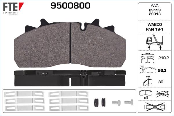 FTE 9500800 - Гальмівні колодки, дискові гальма autozip.com.ua