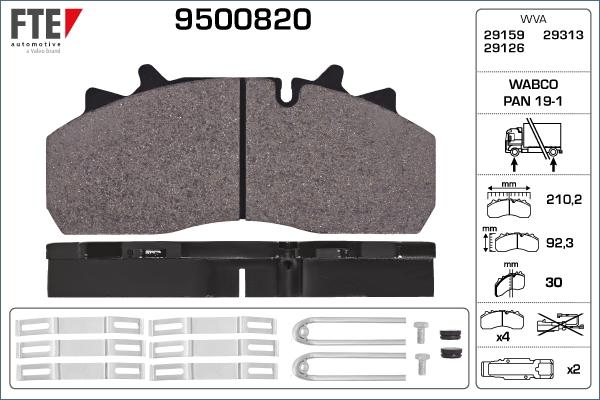 FTE 9500820 - Гальмівні колодки, дискові гальма autozip.com.ua