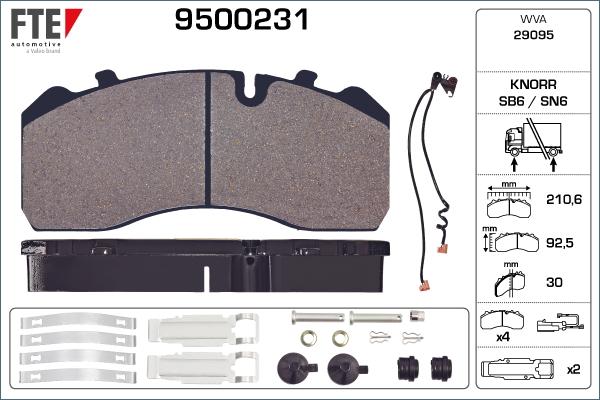 FTE 9500231 - Гальмівні колодки, дискові гальма autozip.com.ua