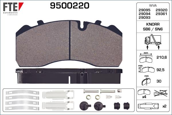 FTE 9500220 - Гальмівні колодки, дискові гальма autozip.com.ua