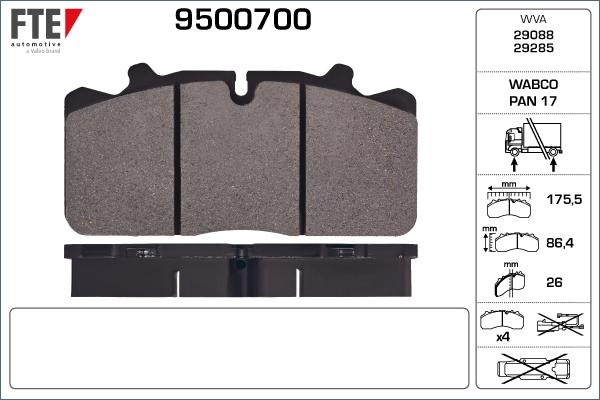 FTE 9500700 - Гальмівні колодки, дискові гальма autozip.com.ua