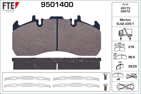 FTE 9501400 - Гальмівні колодки, дискові гальма autozip.com.ua