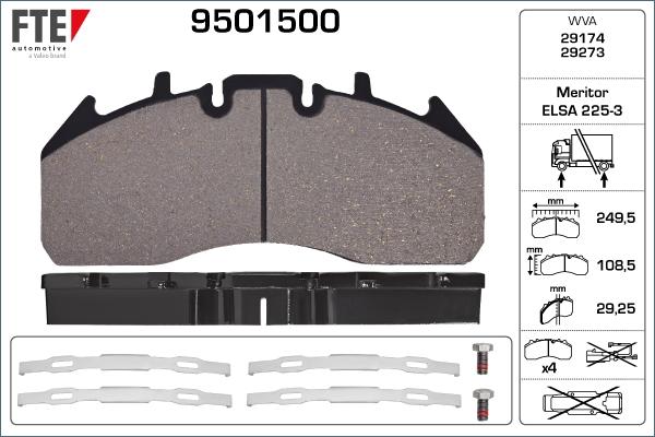 FTE 9501500 - Гальмівні колодки, дискові гальма autozip.com.ua