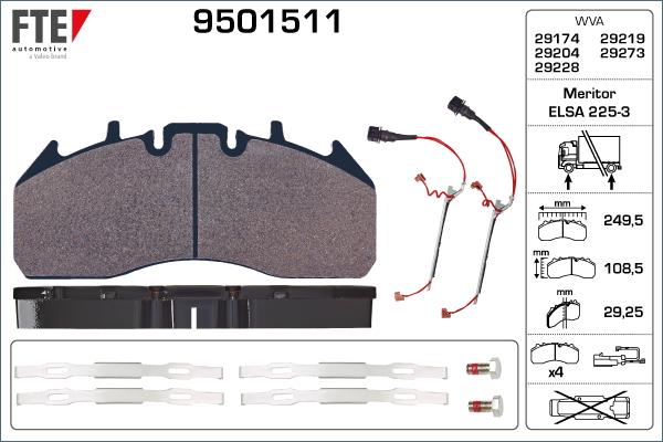 FTE 9501511 - Гальмівні колодки, дискові гальма autozip.com.ua