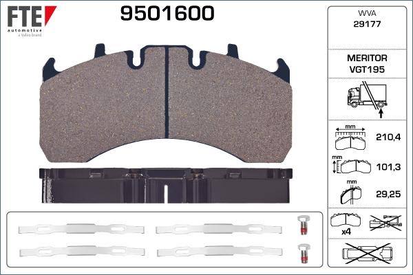 FTE 9501600 - Гальмівні колодки, дискові гальма autozip.com.ua