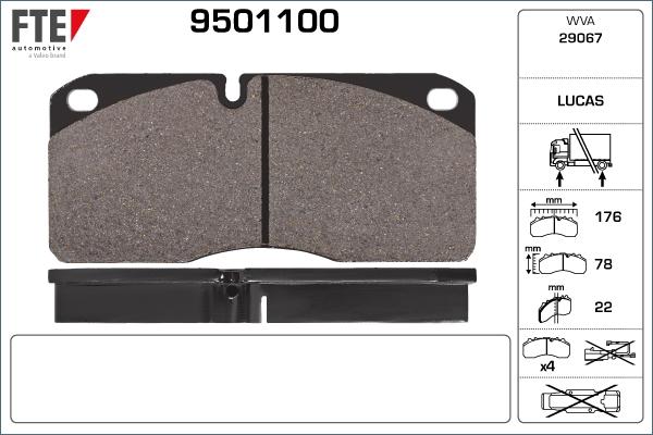 FTE 9501100 - Гальмівні колодки, дискові гальма autozip.com.ua