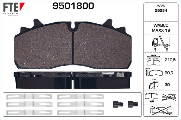 FTE 9501800 - Гальмівні колодки, дискові гальма autozip.com.ua