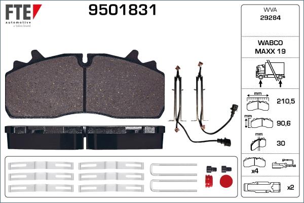 FTE 9501831 - Гальмівні колодки, дискові гальма autozip.com.ua