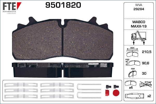 FTE 9501820 - Гальмівні колодки, дискові гальма autozip.com.ua