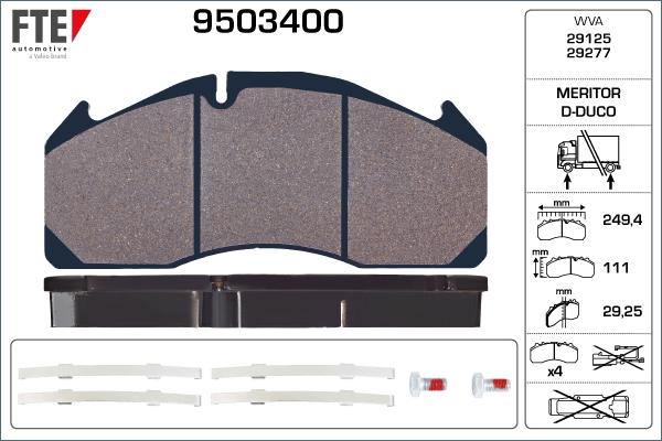 FTE 9503400 - Гальмівні колодки, дискові гальма autozip.com.ua