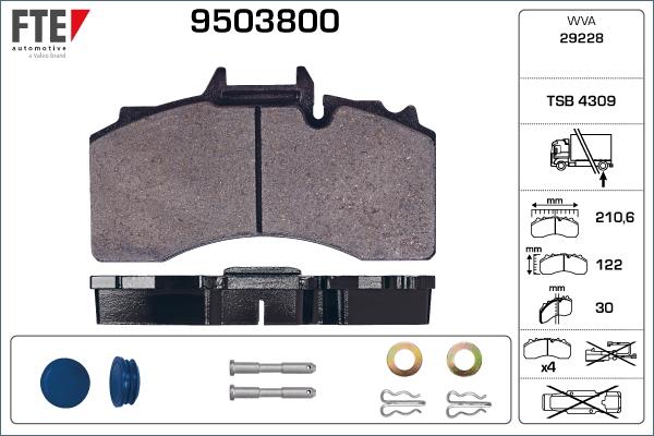 FTE 9503800 - Гальмівні колодки, дискові гальма autozip.com.ua