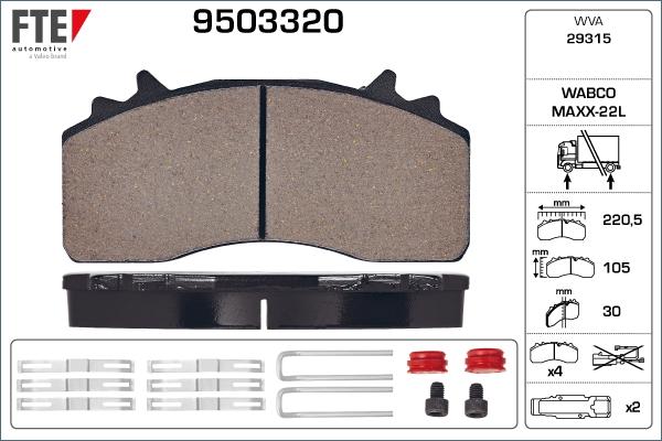 FTE 9503320 - Гальмівні колодки, дискові гальма autozip.com.ua