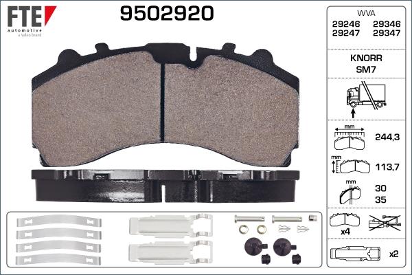 FTE 9502920 - Гальмівні колодки, дискові гальма autozip.com.ua