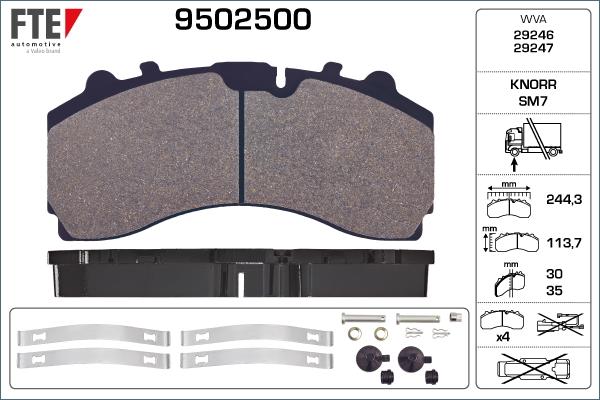 FTE 9502500 - Гальмівні колодки, дискові гальма autozip.com.ua