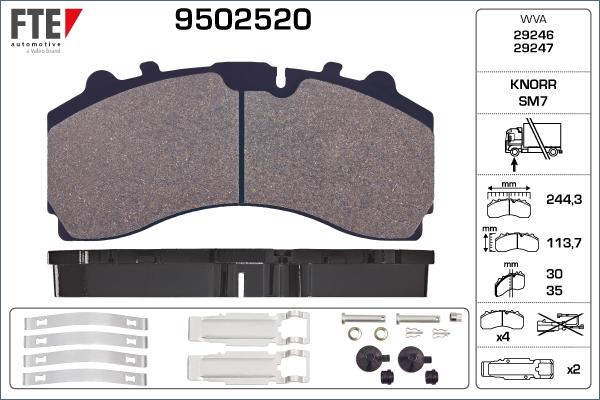 FTE 9502520 - Гальмівні колодки, дискові гальма autozip.com.ua