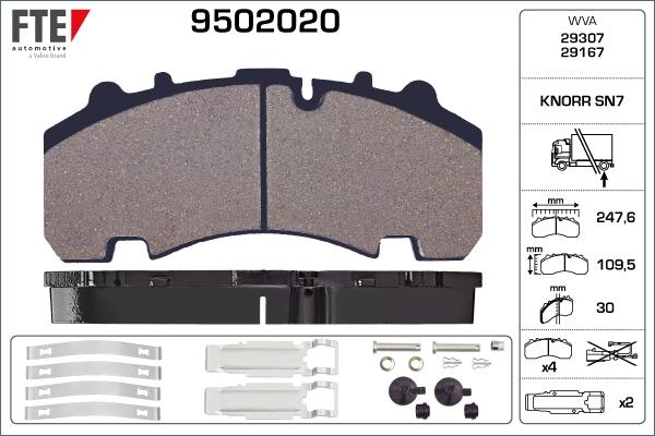 FTE 9502020 - Гальмівні колодки, дискові гальма autozip.com.ua