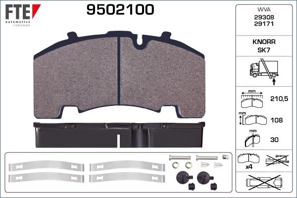 FTE 9502100 - Гальмівні колодки, дискові гальма autozip.com.ua