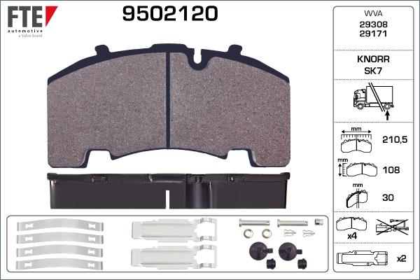 FTE 9502120 - Гальмівні колодки, дискові гальма autozip.com.ua