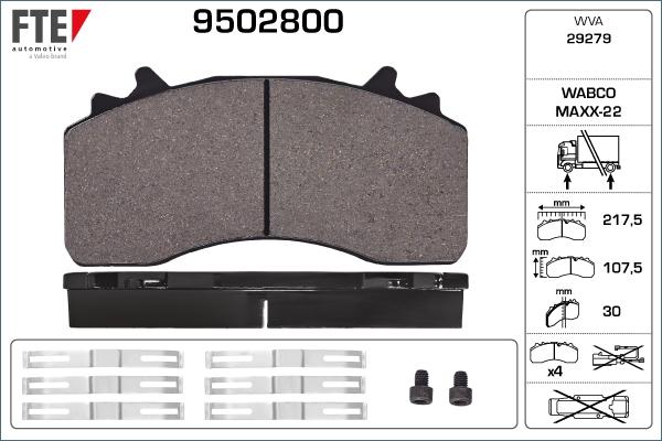 FTE 9502800 - Гальмівні колодки, дискові гальма autozip.com.ua