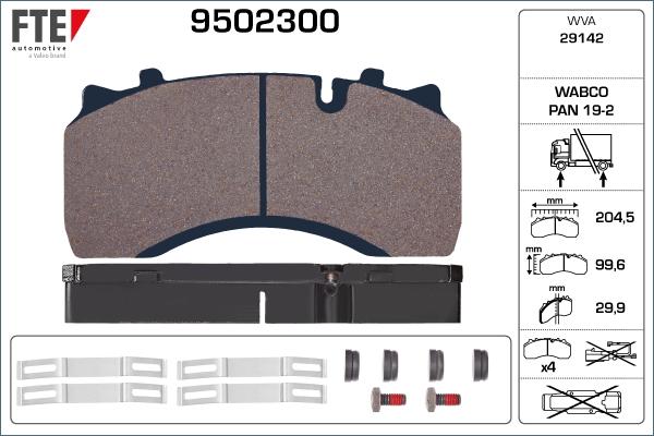 FTE 9502300 - Гальмівні колодки, дискові гальма autozip.com.ua