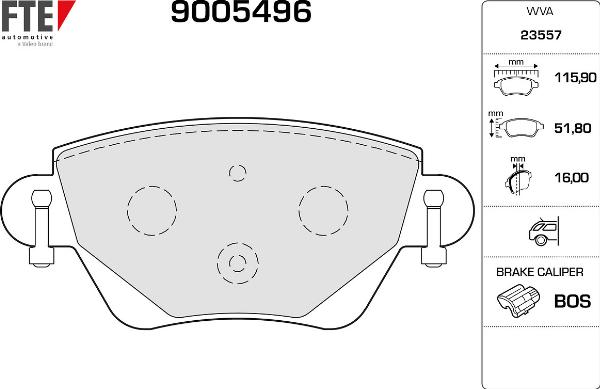 FTE 9005496 - Гальмівні колодки, дискові гальма autozip.com.ua