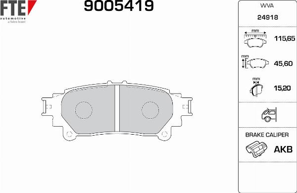FTE 9005419 - Гальмівні колодки, дискові гальма autozip.com.ua