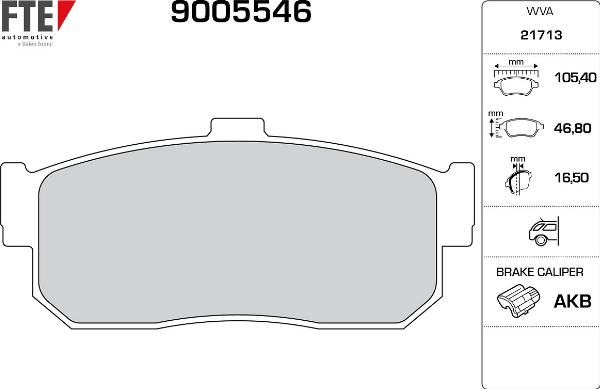FTE 9005546 - Гальмівні колодки, дискові гальма autozip.com.ua