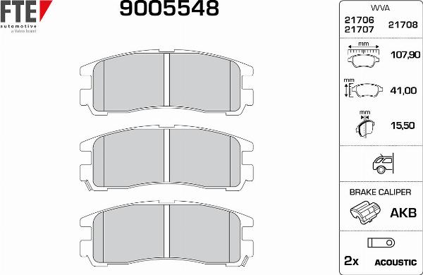 FTE 9005548 - Гальмівні колодки, дискові гальма autozip.com.ua