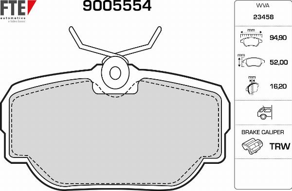 FTE 9005554 - Гальмівні колодки, дискові гальма autozip.com.ua