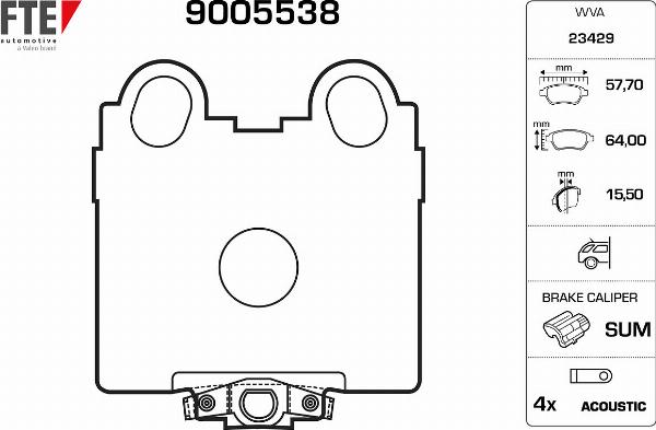 FTE 9005538 - Гальмівні колодки, дискові гальма autozip.com.ua