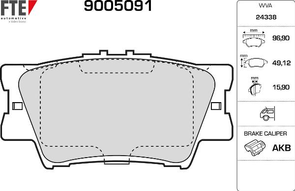 FTE 9005091 - Гальмівні колодки, дискові гальма autozip.com.ua