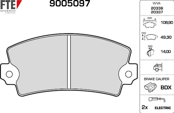 FTE 9005097 - Гальмівні колодки, дискові гальма autozip.com.ua