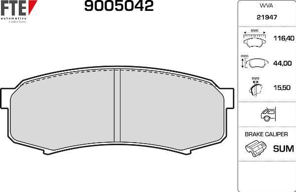 FTE 9005042 - Гальмівні колодки, дискові гальма autozip.com.ua