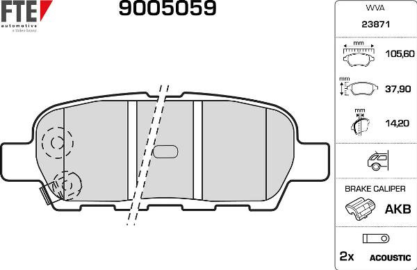 FTE 9005059 - Гальмівні колодки, дискові гальма autozip.com.ua