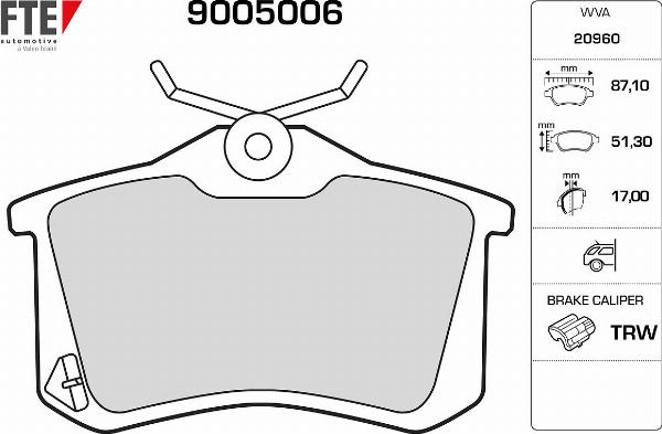 FTE 9005006 - Гальмівні колодки, дискові гальма autozip.com.ua