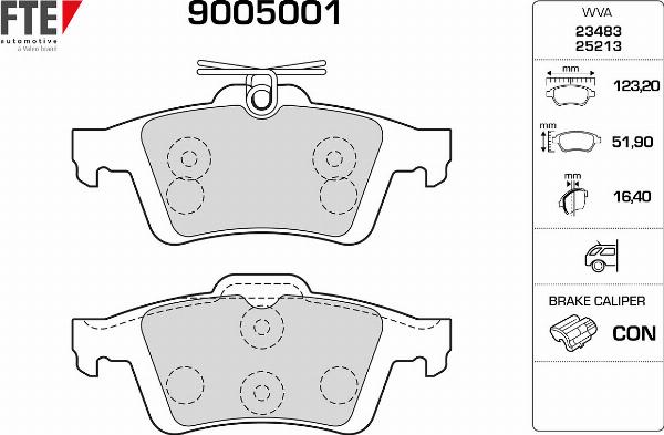 FTE 9005001 - Гальмівні колодки, дискові гальма autozip.com.ua