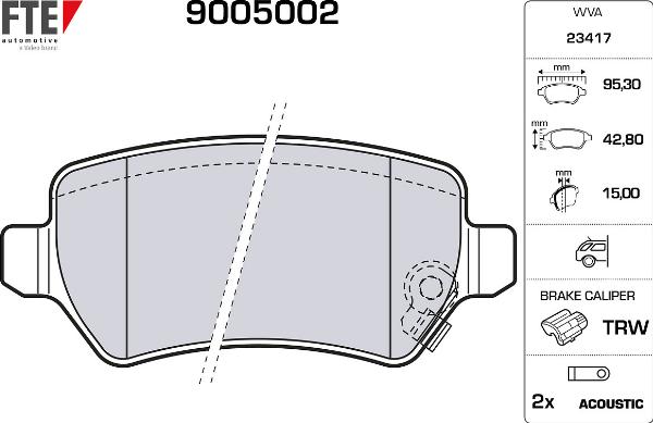 FTE 9005002 - Гальмівні колодки, дискові гальма autozip.com.ua