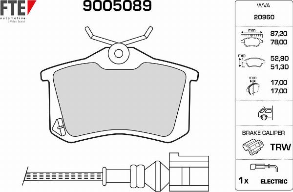 FTE 9005089 - Гальмівні колодки, дискові гальма autozip.com.ua