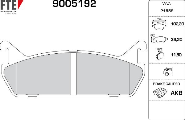 FTE 9005192 - Гальмівні колодки, дискові гальма autozip.com.ua