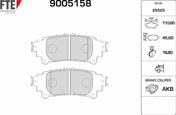 FTE 9005158 - Гальмівні колодки, дискові гальма autozip.com.ua