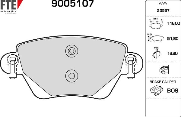FTE 9005107 - Гальмівні колодки, дискові гальма autozip.com.ua