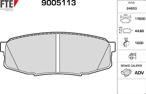 FTE 9005113 - Гальмівні колодки, дискові гальма autozip.com.ua
