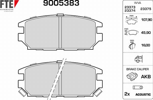FTE 9005383 - Гальмівні колодки, дискові гальма autozip.com.ua