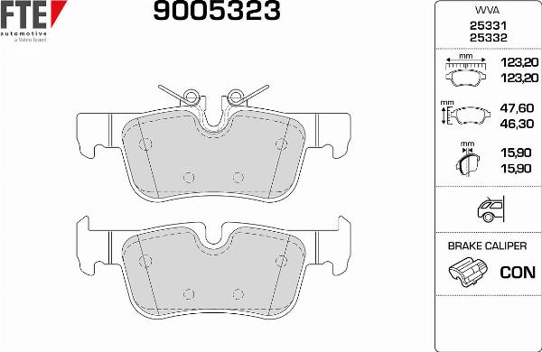 FTE 9005323 - Гальмівні колодки, дискові гальма autozip.com.ua