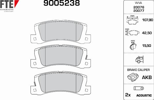 FTE 9005238 - Гальмівні колодки, дискові гальма autozip.com.ua