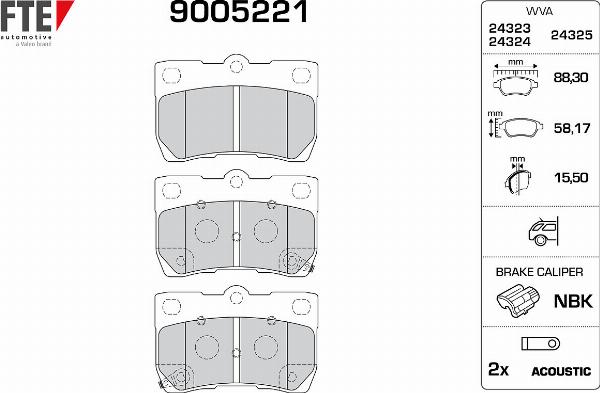 FTE 9005221 - Гальмівні колодки, дискові гальма autozip.com.ua
