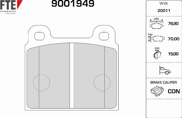 FTE 9001949 - Гальмівні колодки, дискові гальма autozip.com.ua
