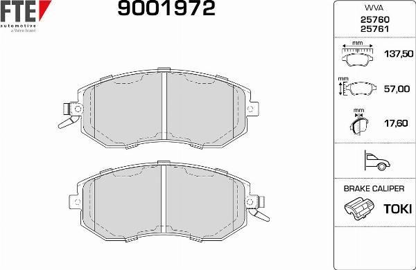 FTE 9001972 - Гальмівні колодки, дискові гальма autozip.com.ua